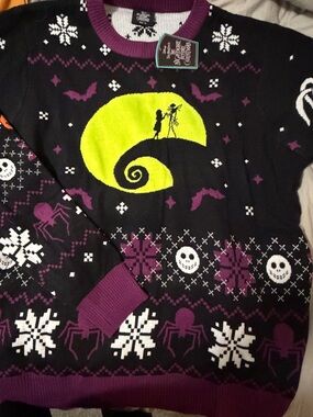 The Nightmare Before Christmas Black & Purple Crewneck Sweater